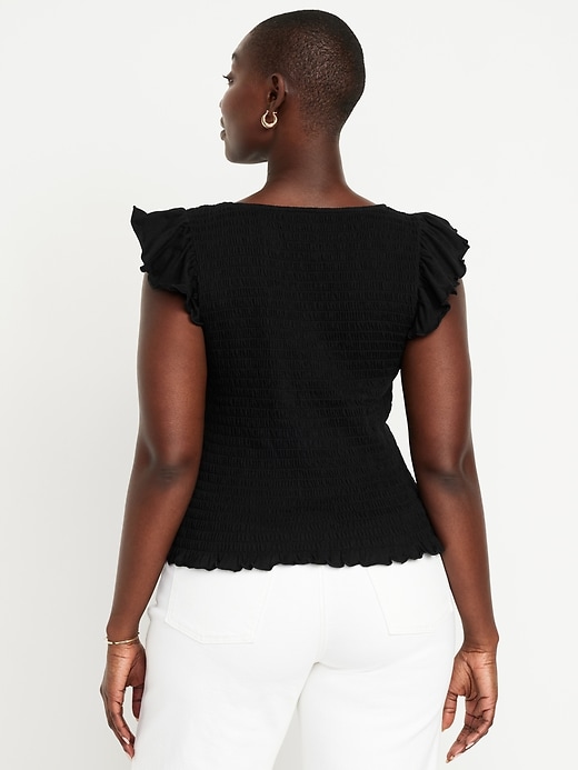 Image number 6 showing, Flutter-Sleeve Smocked Top