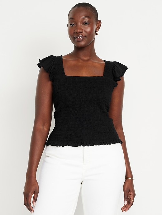 Image number 5 showing, Flutter-Sleeve Smocked Top