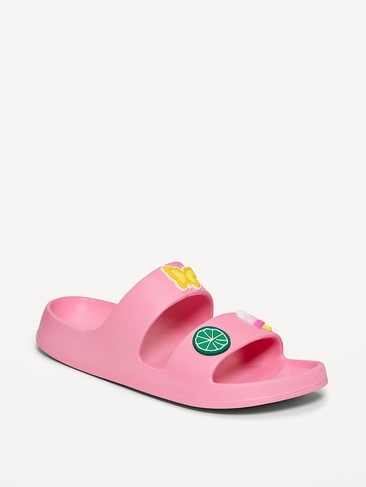 View large product image 1 of 4. Double-Strap Patch Slide Sandals for Girls (Partially Plant-Based)