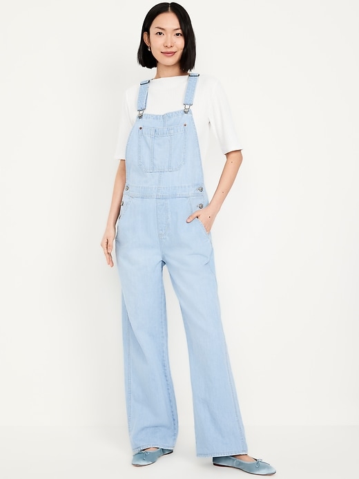 Image number 1 showing, Baggy Wide-Leg Jean Overalls