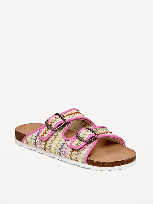 View large product image 1 of 4. Textured-Woven Buckled Strap Sandals for Girls