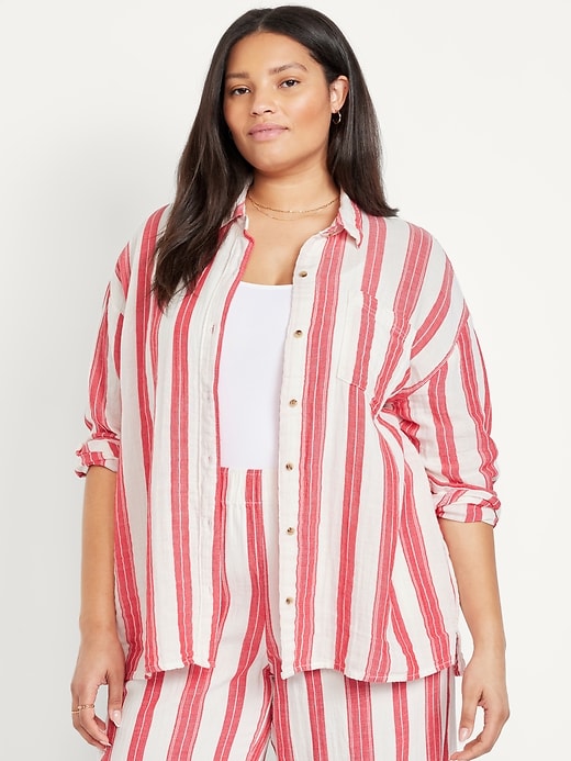 Image number 7 showing, Crinkle Gauze Button-Down Shirt