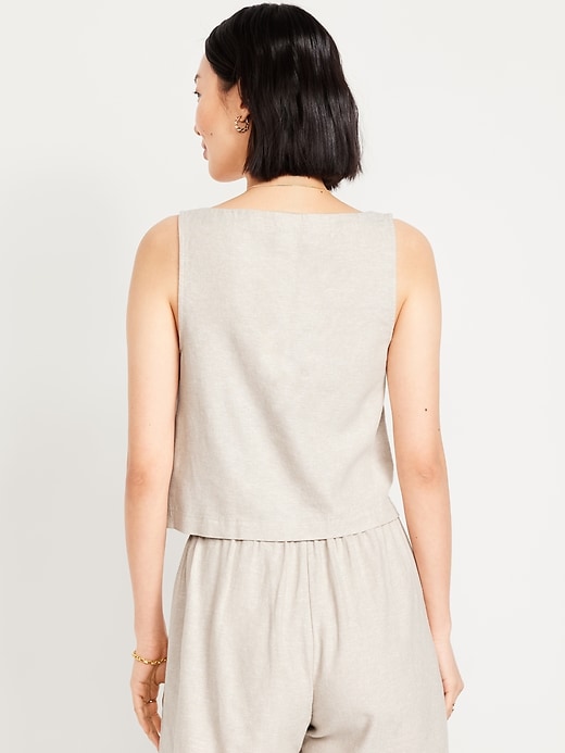 Image number 2 showing, Linen-Blend Crop Top