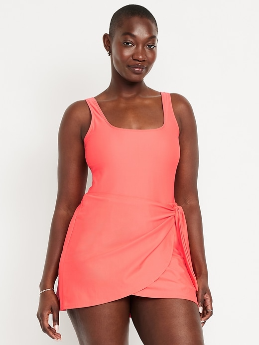 Image number 5 showing, Matte Side-Tie Swim Dress