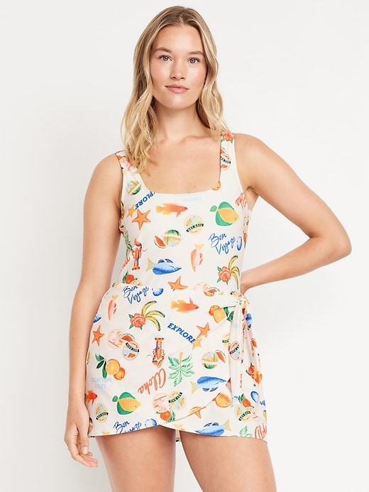 Image number 5 showing, Matte Side-Tie Swim Dress