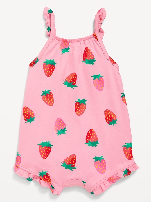 View large product image 2 of 2. Sleeveless Tie-Knot Graphic One-Piece Romper for Baby