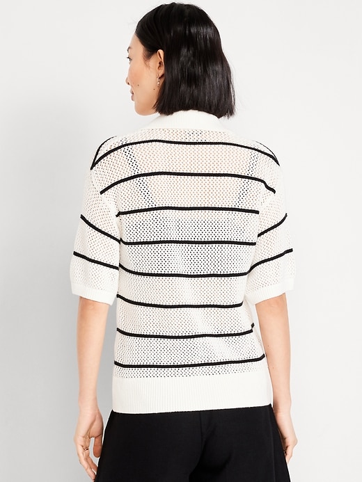 Image number 2 showing, Open-Stitch Polo Sweater