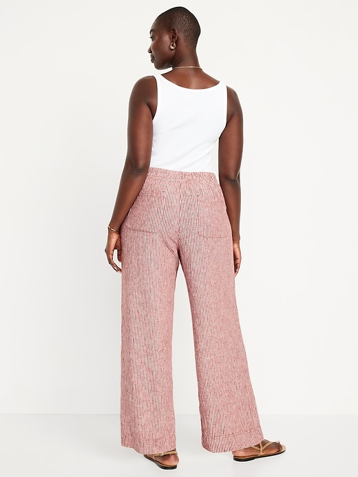 Image number 5 showing, High-Waisted Linen-Blend Wide-Leg Pants