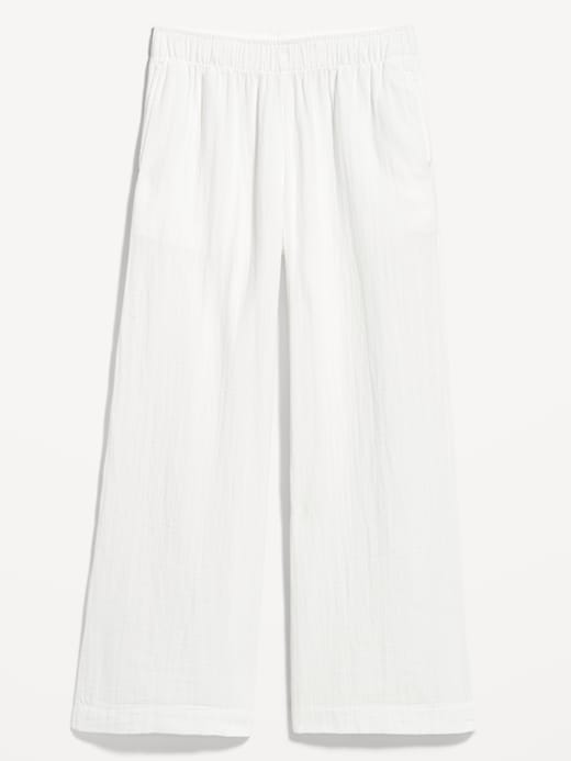 Image number 8 showing, High-Waisted Crinkle Gauze Wide-Leg Pants