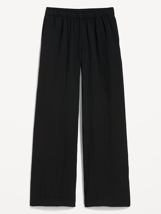 Image number 8 showing, High-Waisted Crinkle Gauze Wide-Leg Pants