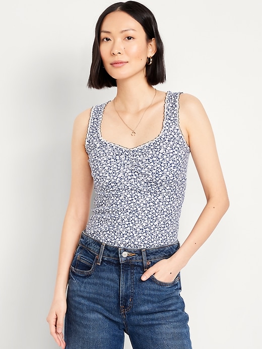 Image number 1 showing, Ribbed Cinched-Front Tank Top