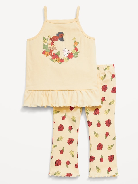 Licensed Graphic Peplum Tank and Flare Pants Set for Toddler Girls - Moana