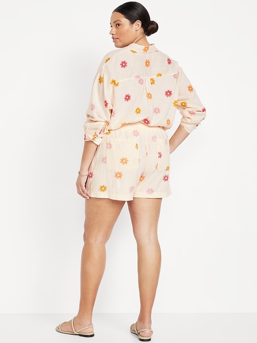 Image number 7 showing, High-Waisted Linen-Blend Pull-On Shorts -- 3.5-inch inseam