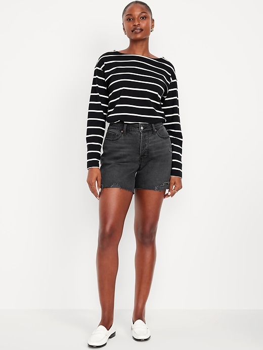 Image number 1 showing, Curvy High-Waisted OG Jean Cut-Off Shorts -- 5-inch inseam