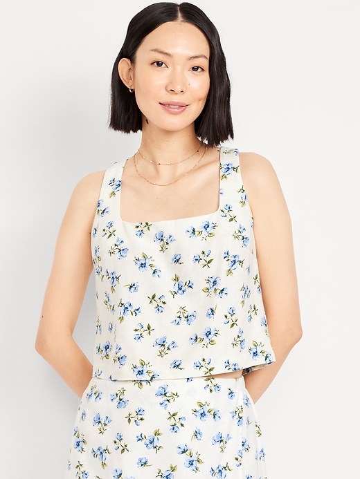 Image number 1 showing, Linen-Blend Crop Top