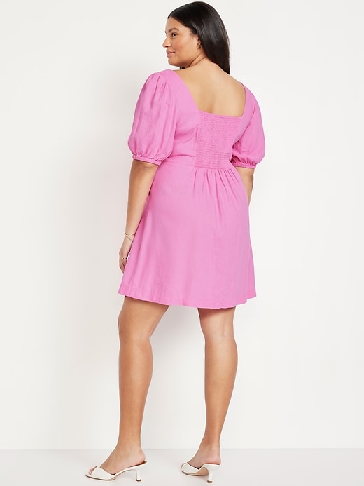 Image number 7 showing, Puff-Sleeve Linen-Blend Mini Dress