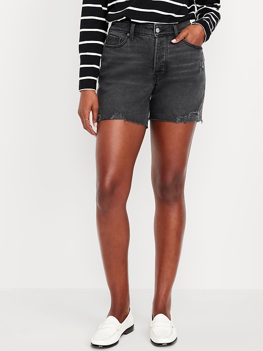 Image number 2 showing, Curvy High-Waisted OG Jean Cut-Off Shorts -- 5-inch inseam