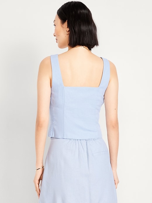 Image number 2 showing, Button-Front Linen-Blend Vest