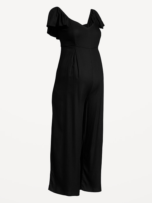 View large product image 2 of 2. Maternity Flutter-Sleeve Crepe Jumpsuit