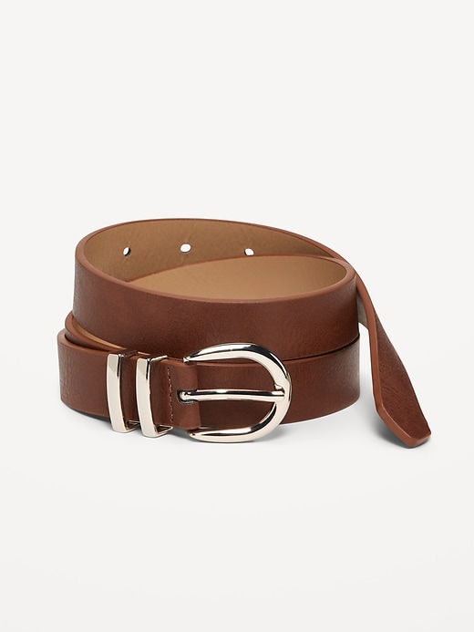 View large product image 1 of 1. Double Loop Skinny Belt for Women