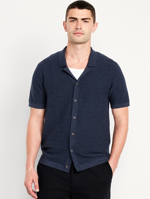 Image number 1 showing, Short-Sleeve Camp Sweater