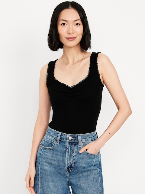 Ribbed Cinched-Front Tank Top