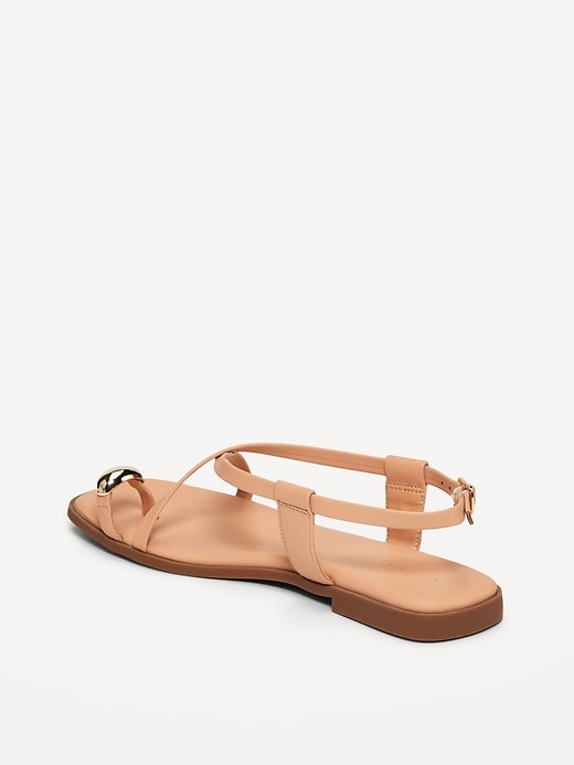 Image number 4 showing, Faux Leather Strappy Toe Ring Sandals