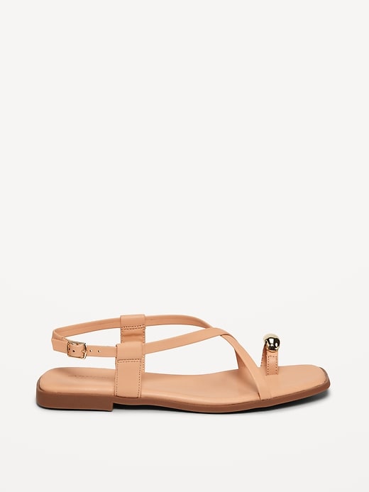 Image number 3 showing, Faux Leather Strappy Toe Ring Sandals