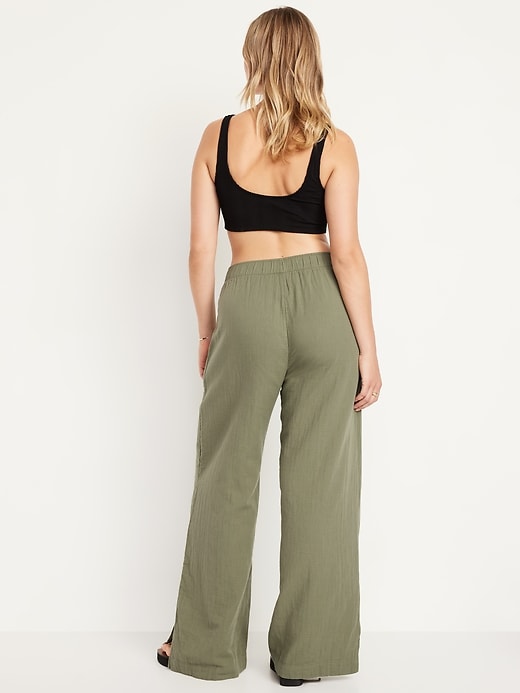 Image number 5 showing, High-Waisted Crinkle Gauze Wide-Leg Pants