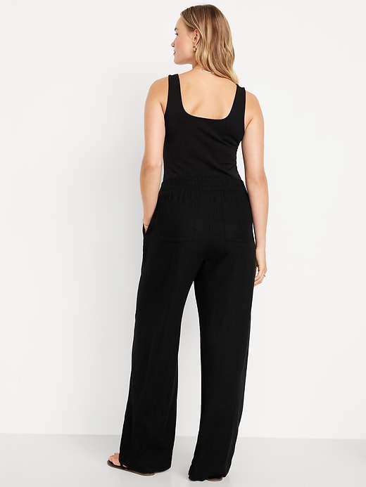 Image number 8 showing, High-Waisted Linen-Blend Wide-Leg Pants