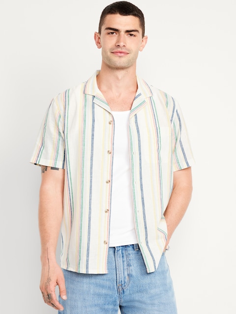 Short-Sleeve Linen-Blend Camp Shirt