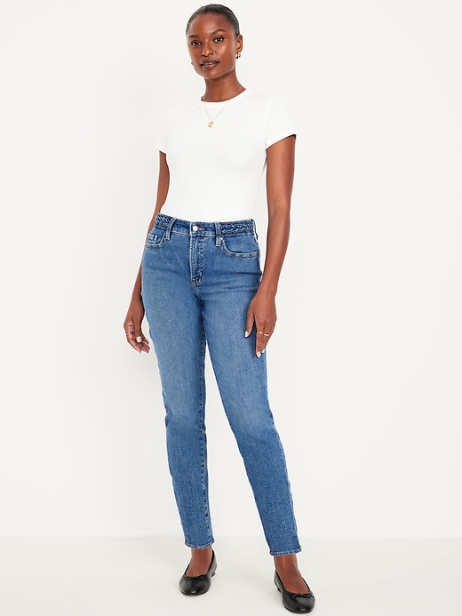 Image number 1 showing, Curvy High-Waisted OG Straight Braided Ankle Jeans