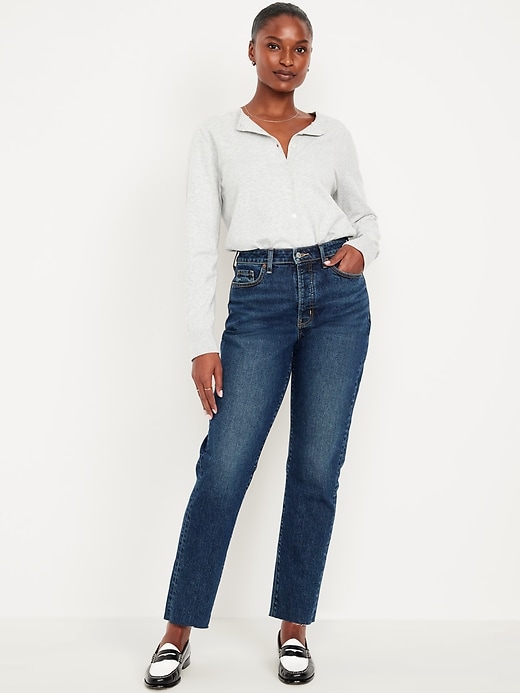 Image number 1 showing, Curvy High-Waisted OG Straight Button-Fly Ankle Jeans