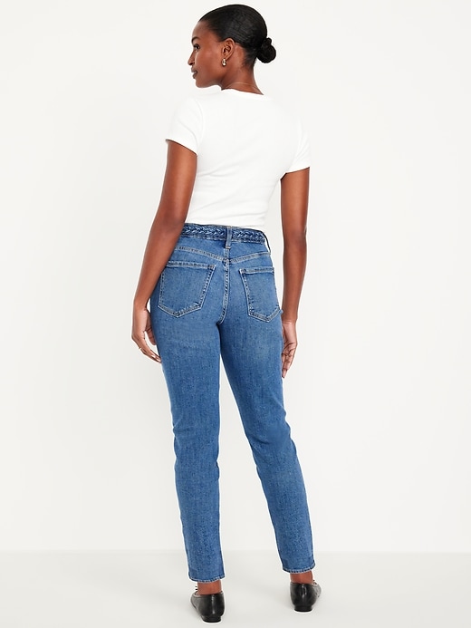 L'image numéro 3 présente Jean OG profilé droit à taille haute tressée, longueur cheville