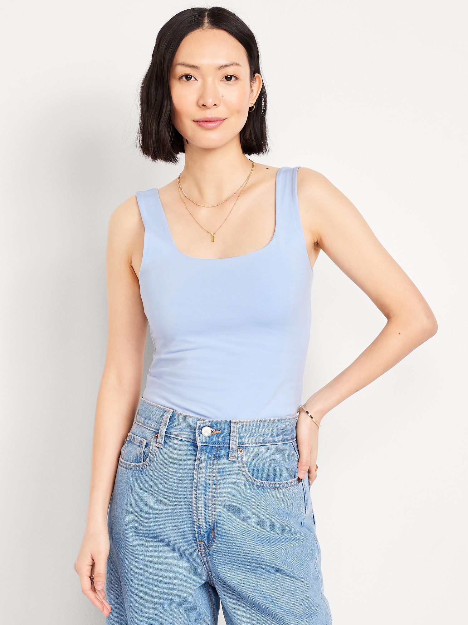 Double-Layer Scoop-Neck Tank Top
