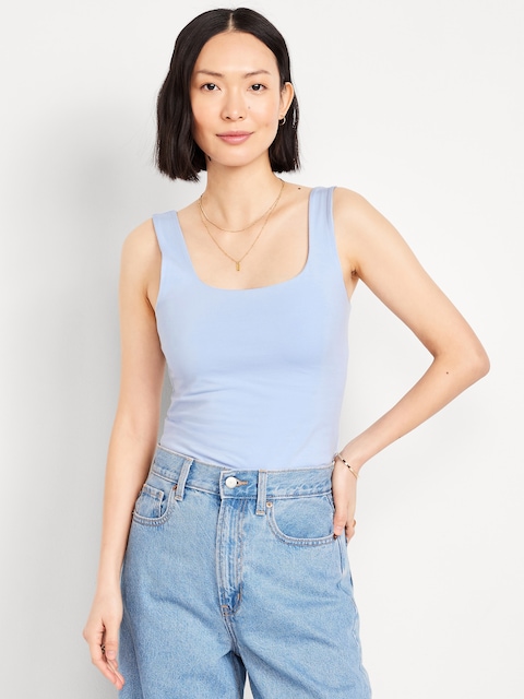 Double-Layer Scoop-Neck Tank Top