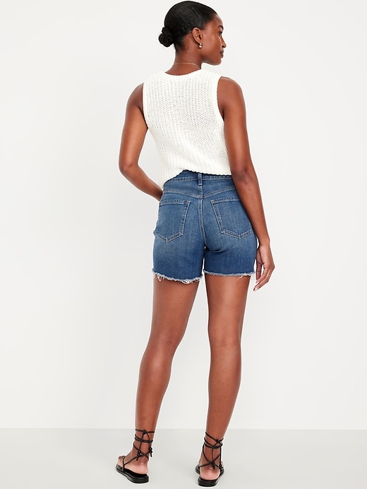 Image number 3 showing, Curvy High-Waisted OG Jean Cut-Off Shorts -- 5-inch inseam