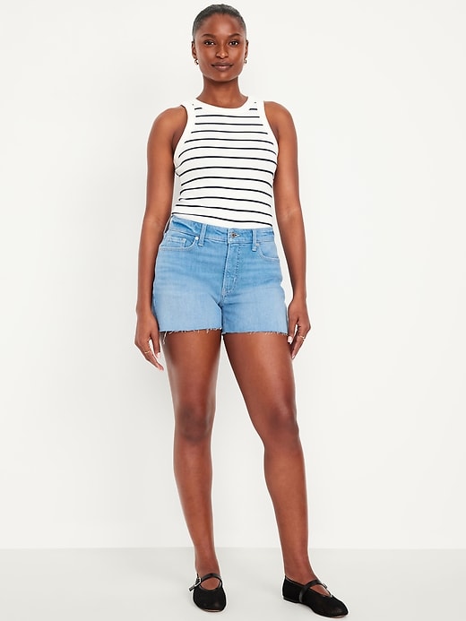 Image number 1 showing, Curvy High-Waisted OG Jean Cut-Off Shorts -- 3-inch inseam