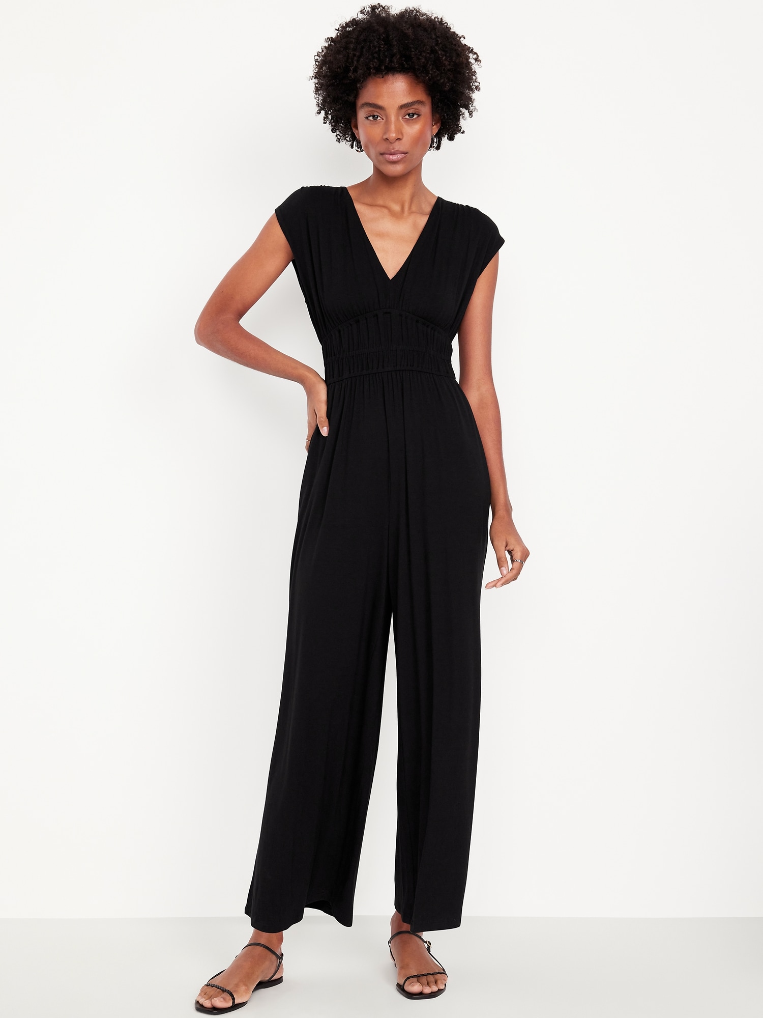 Waist-Defined Wide-Leg Jumpsuit