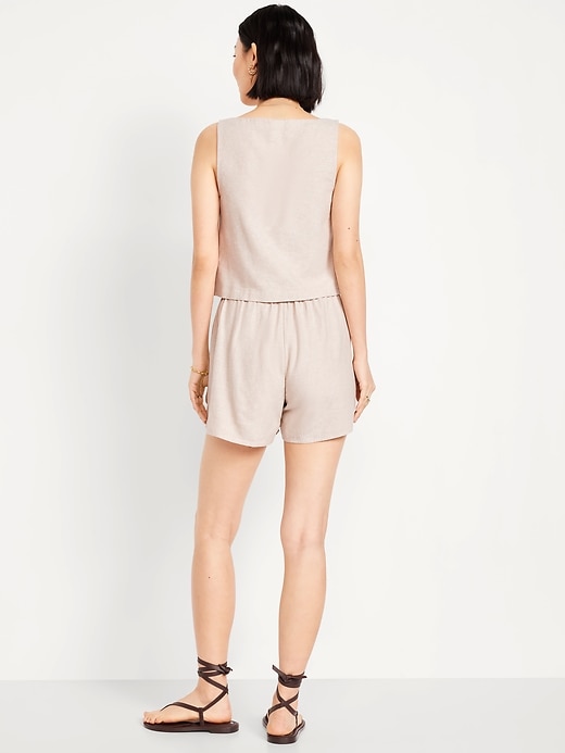 Image number 3 showing, High-Waisted Faux-Wrap Linen-Blend Mini Skort