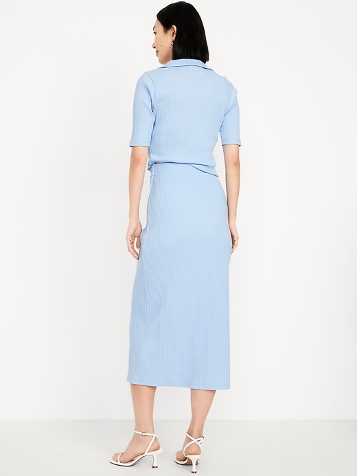 Image number 2 showing, High-Waisted Ribbed Midi Skirt