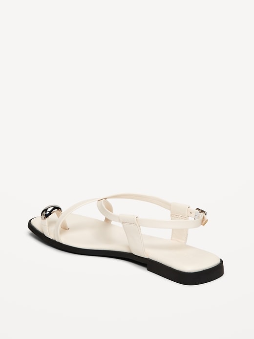 Image number 4 showing, Faux Leather Strappy Toe Ring Sandals