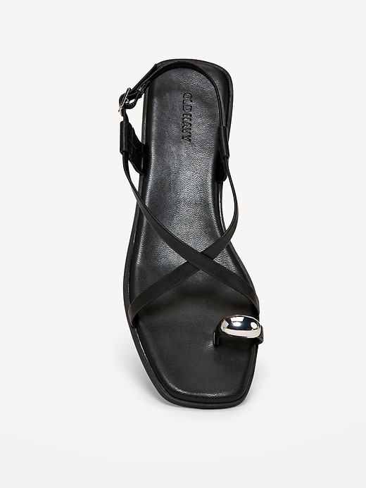 Image number 5 showing, Faux Leather Strappy Toe Ring Sandals