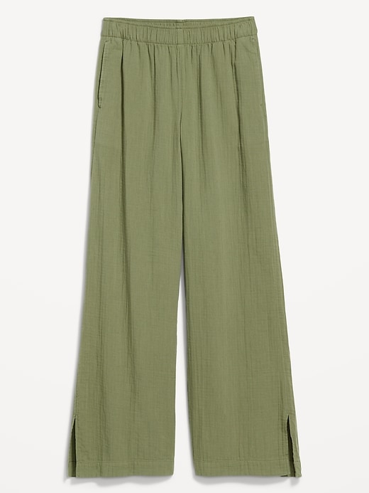 Image number 6 showing, High-Waisted Crinkle Gauze Wide-Leg Pants