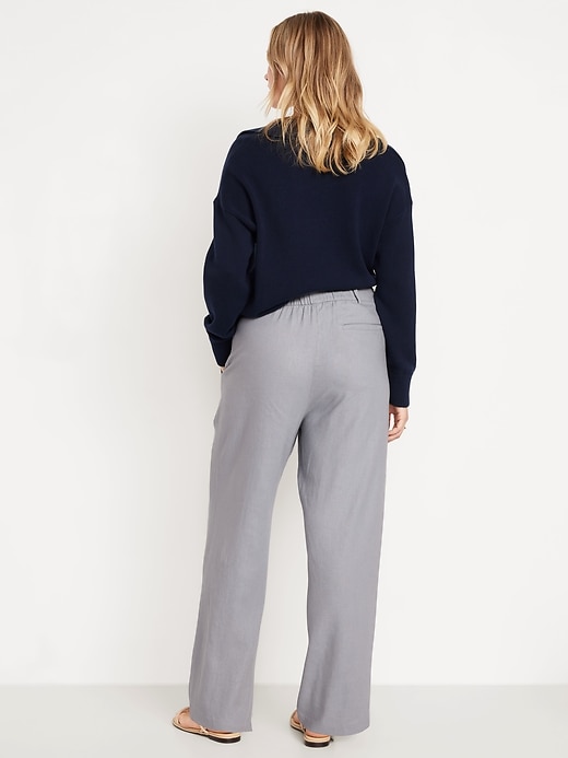 Image number 5 showing, Extra High-Waisted Linen-Blend Wide-Leg Trouser Pants