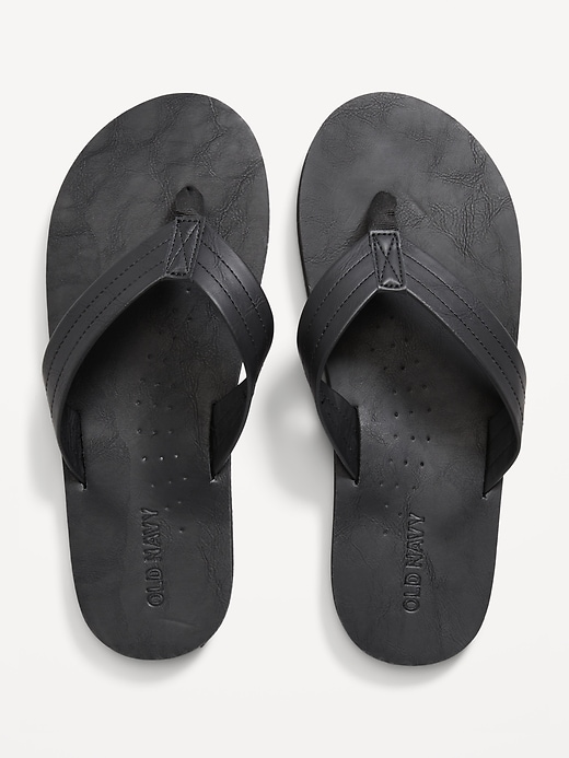 View large product image 1 of 1. Faux-Leather Flip-Flop Sandals for Men