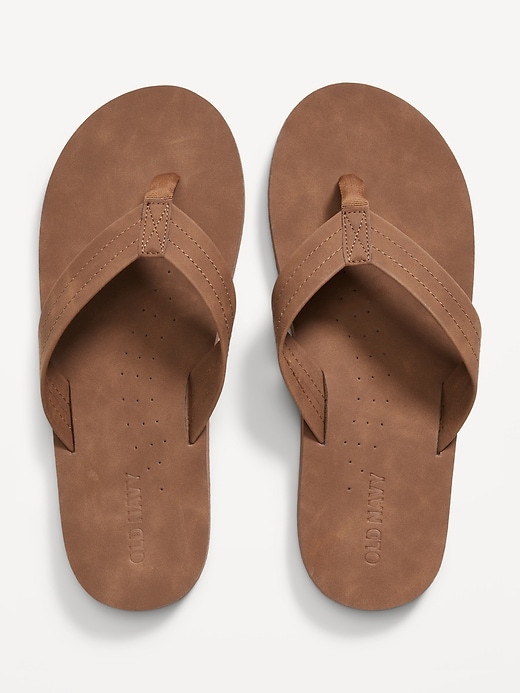 View large product image 1 of 1. Faux-Leather Flip-Flop Sandals for Men