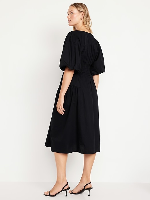 Image number 4 showing, Waist-Defined Puff-Sleeve Midi Dress