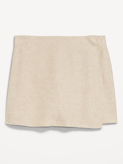 Image number 4 showing, High-Waisted Faux-Wrap Linen-Blend Mini Skort