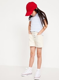 View large product image 3 of 5. High-Waisted Mariner Midi Jean Shorts for Girls